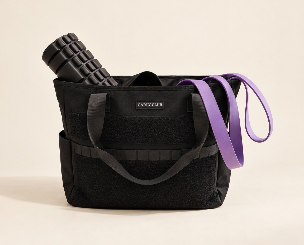 Carly Club Tote gym and race day bag — With contents